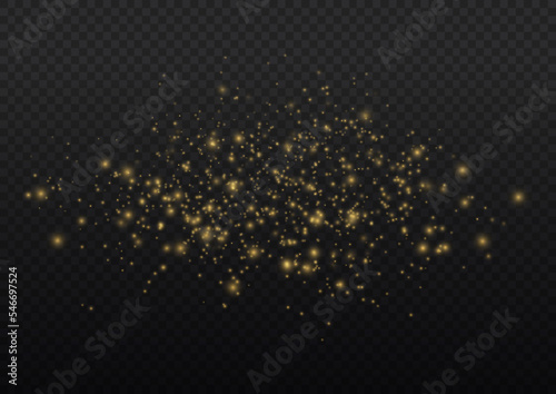Fototapeta Naklejka Na Ścianę i Meble -  Blur yellow sparks and glitter special light effect. Fine, shiny bokeh dust particles fall off slightly. Defocused golden sparkle, stars and blurry spots. Magical gold flickering lights. Vector.