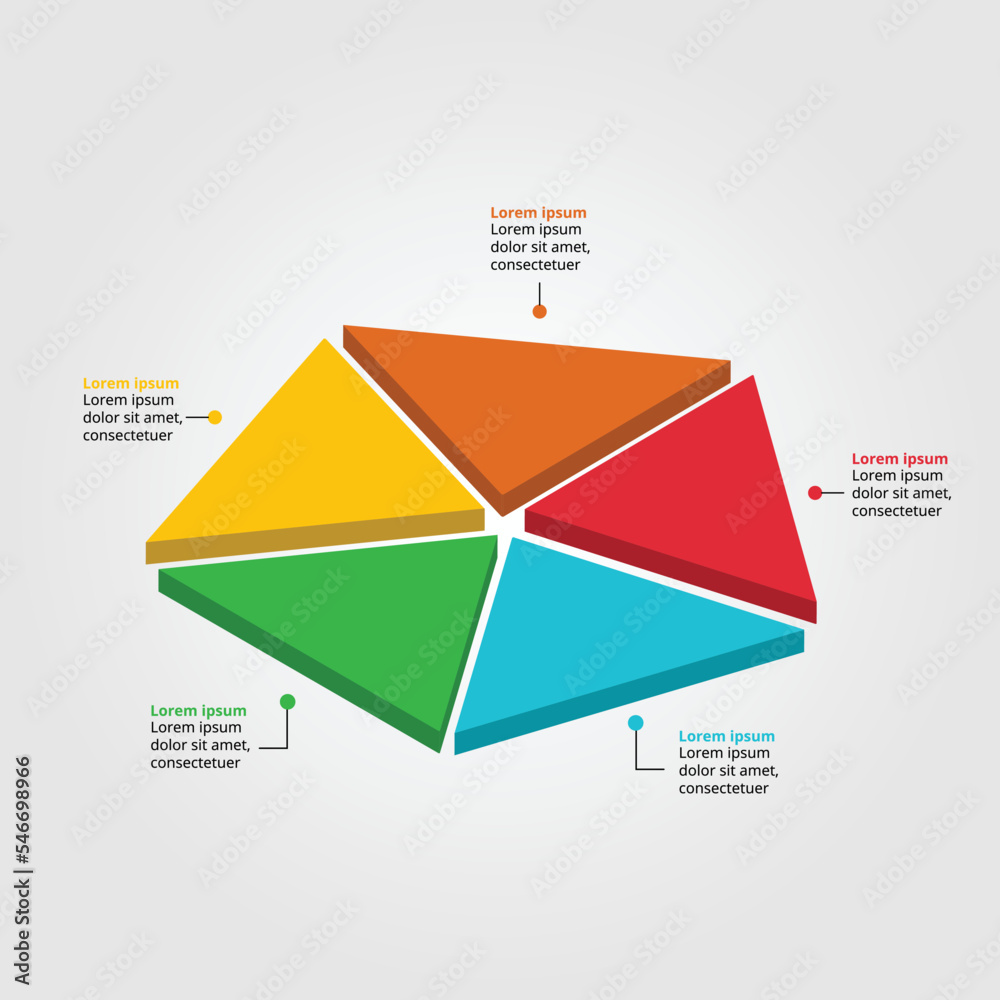 triangle template in pentagon shape for infographic for presentation