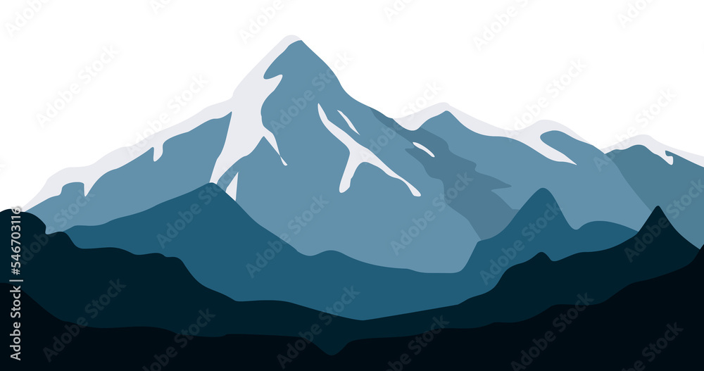 transparent blue gradient snowy high rocky mountains nature background illustration