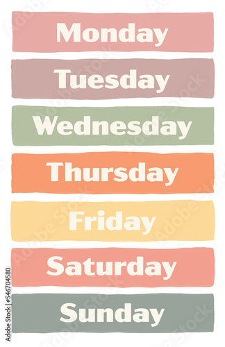 Days of the Week with a Monday Start