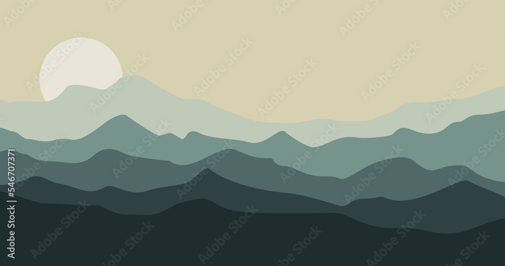 soft gradation broad mountains background illustration