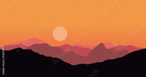 background illustration of vast mountains gradation desert twilight