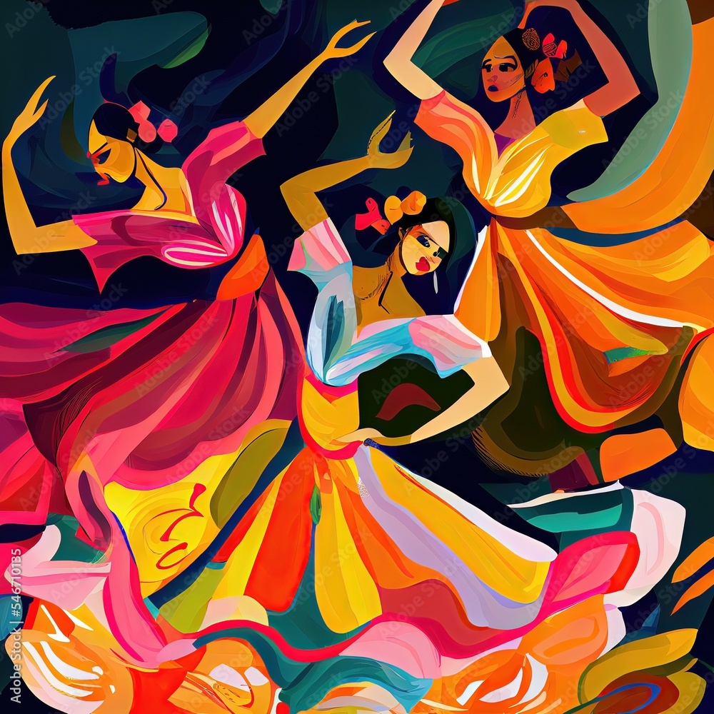 pattern with dancing girls
