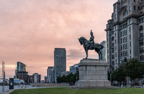 The UK landmark  Liverpool  image captured at sunrise in the city center downtown docklands