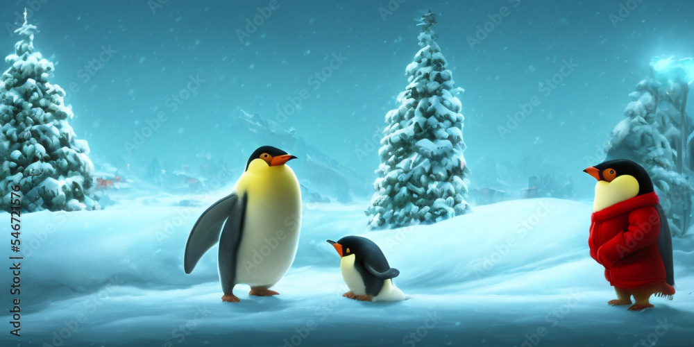 Obraz premium Snow Owl in Snowy Forest Scene Winter 