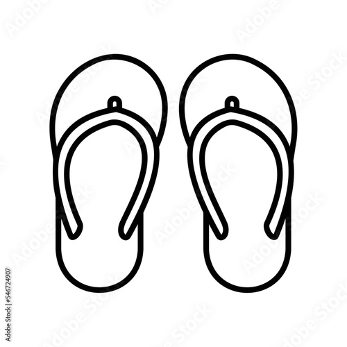 Slippers or sandals icon for footwear in black outline style