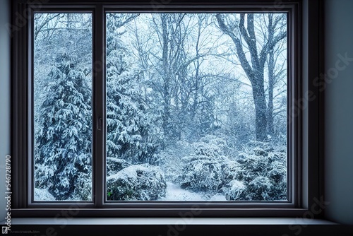 Looking out the window to a winter wonderland  Generative AI