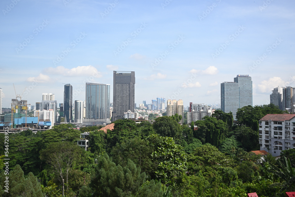 City and forest sky line