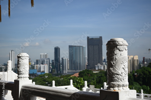 old and traditional city and forest sky line