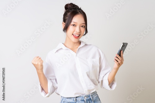 beautiful young asian businesswoman portrait on white background
