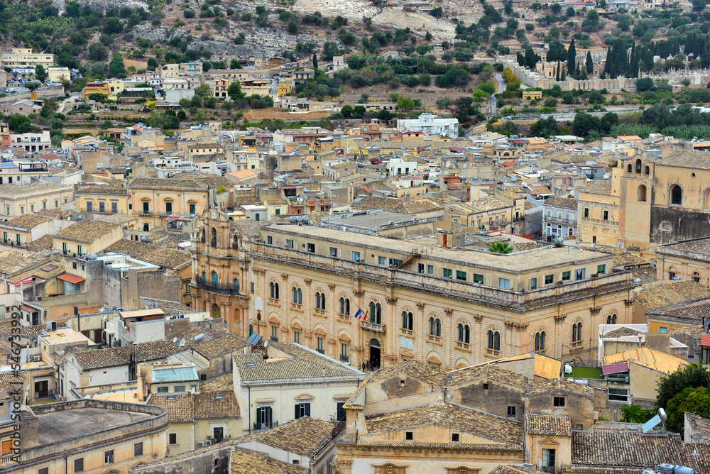 panorama of the historic center of Scicli Sicily Italy