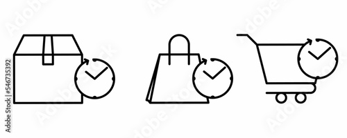 outline pre order icon set isolated on white background