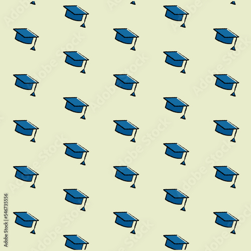 graduation school college cap pattern hand drawn