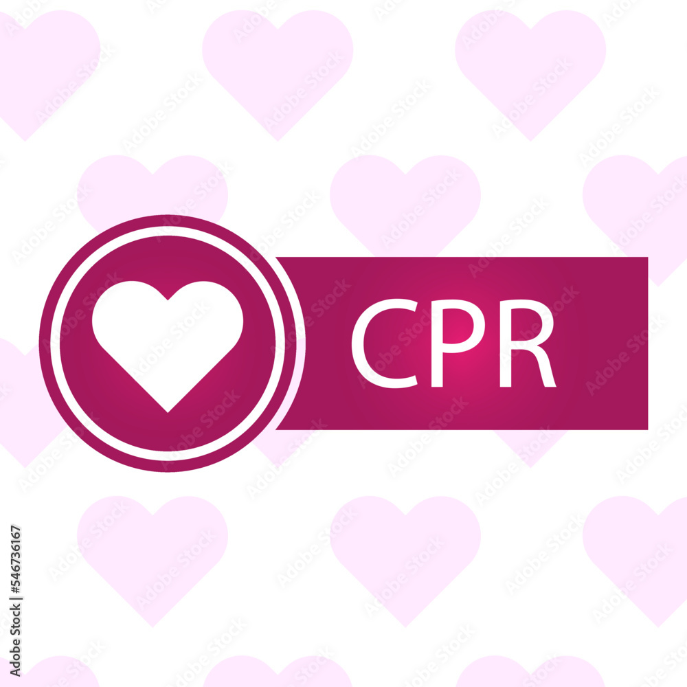 Red cpr heart. Healthcare, emergency concept. Red heart. Vector illustration. stock image.