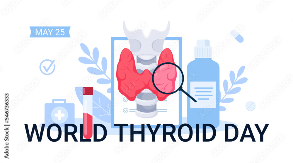 World thyroid day, illustration thyroid diseases anatomy for medical, Design can be used for websites, landing pages,mobile apps, ui ux, banners