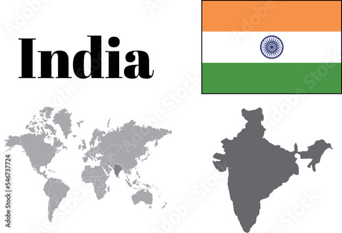 インド　国旗/地図/領土