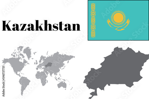 カザフスタン 国旗/地図/領土