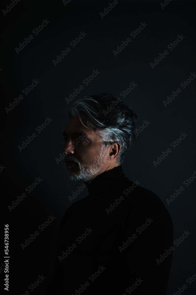 Portrait of senior man in shadow Portrait of senior man in shadow