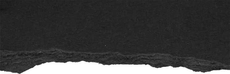 Black ripped paper torn edges strips isolated on white background