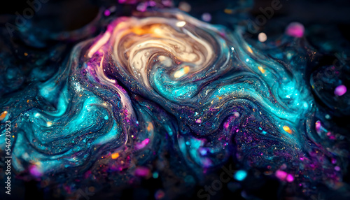Space galaxy universe colors abstract effect with liquid powder graphic design