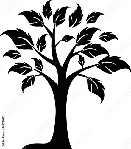 The tree and rood. ree and roots vector, tree with round shape. Plant icon. forest plant silhouettes