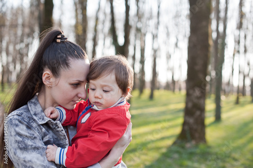 Little boy with his mom photo