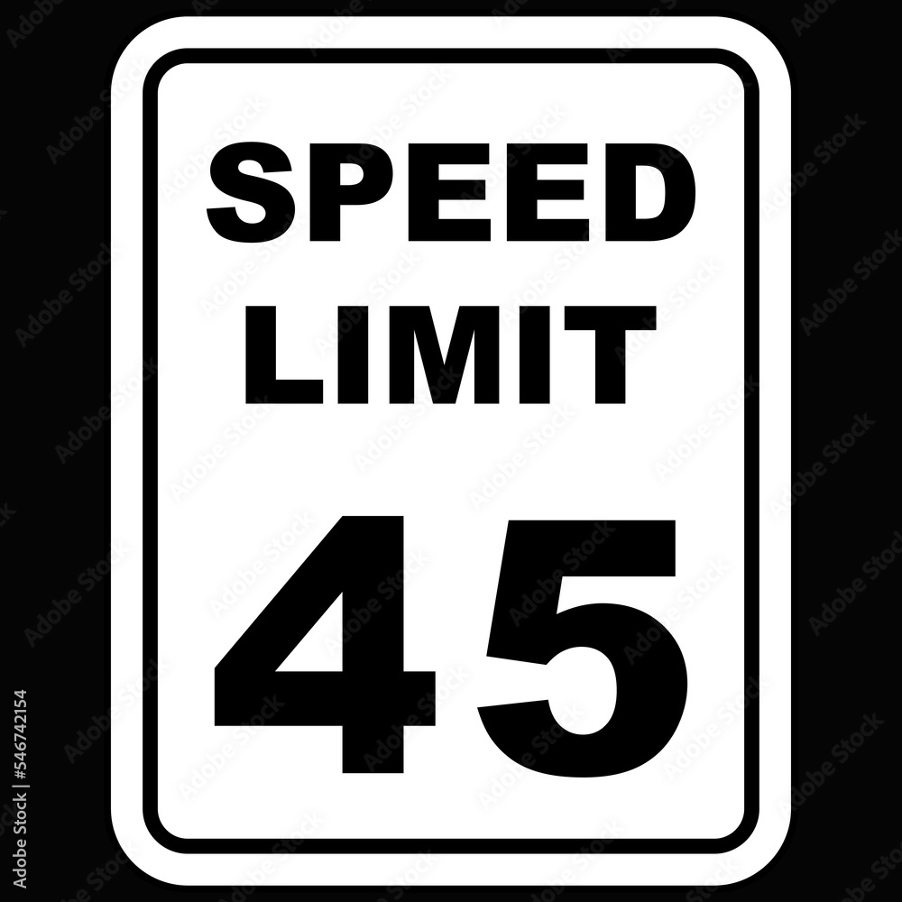 Speed Limit 45, sign and sticker vector Speed Limit 45, sign and sticker vector