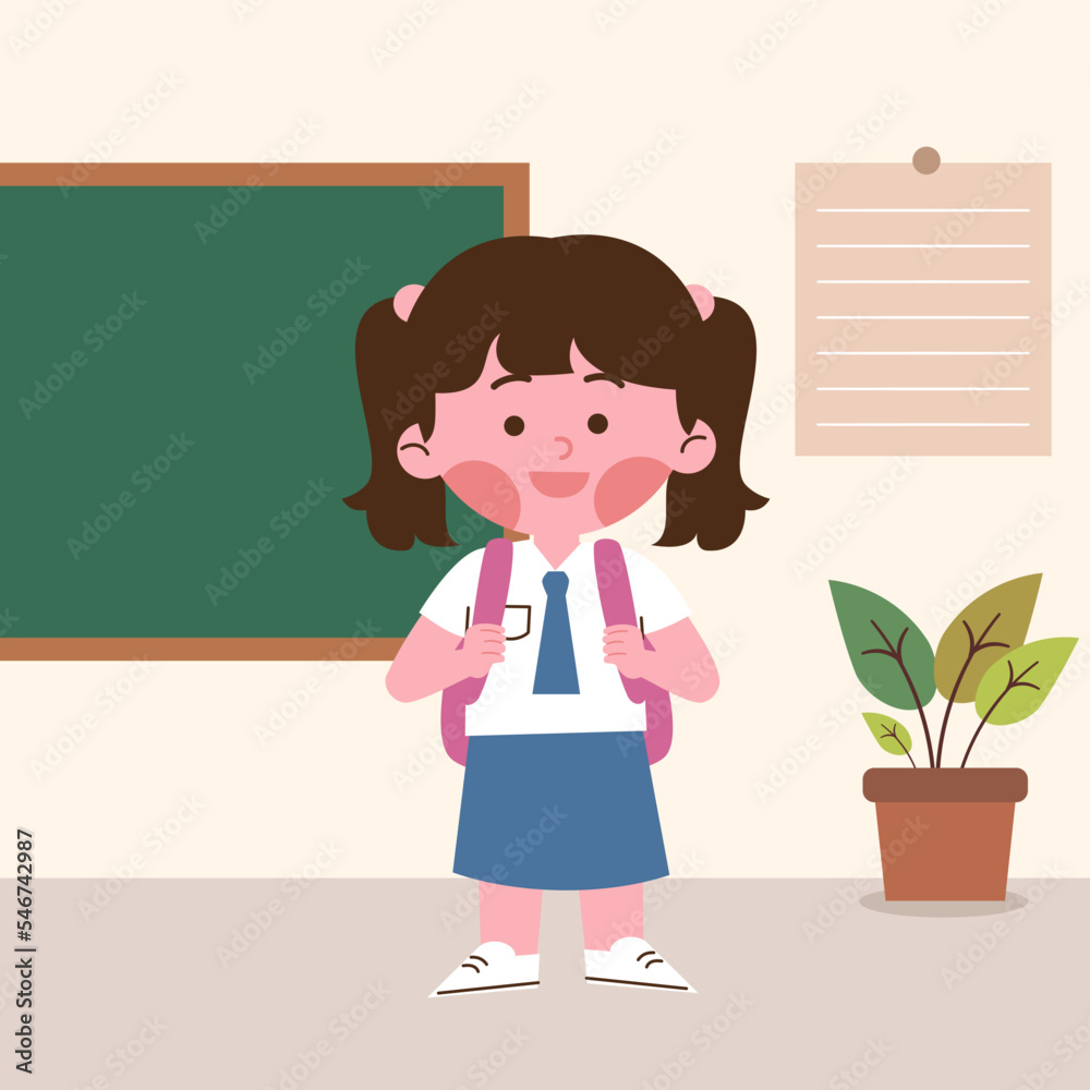 Girl student with backpack Girl student with backpack