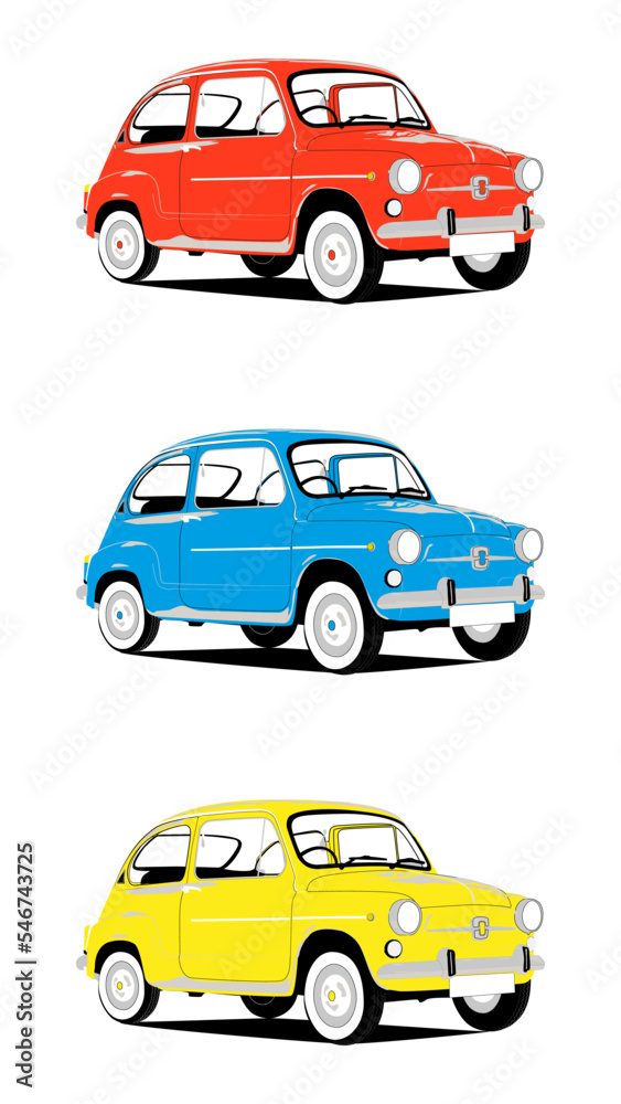 set of classic cars isolated from the background. classic car