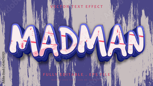 3d Grunge Word Madman Editable Text Effect Design Template