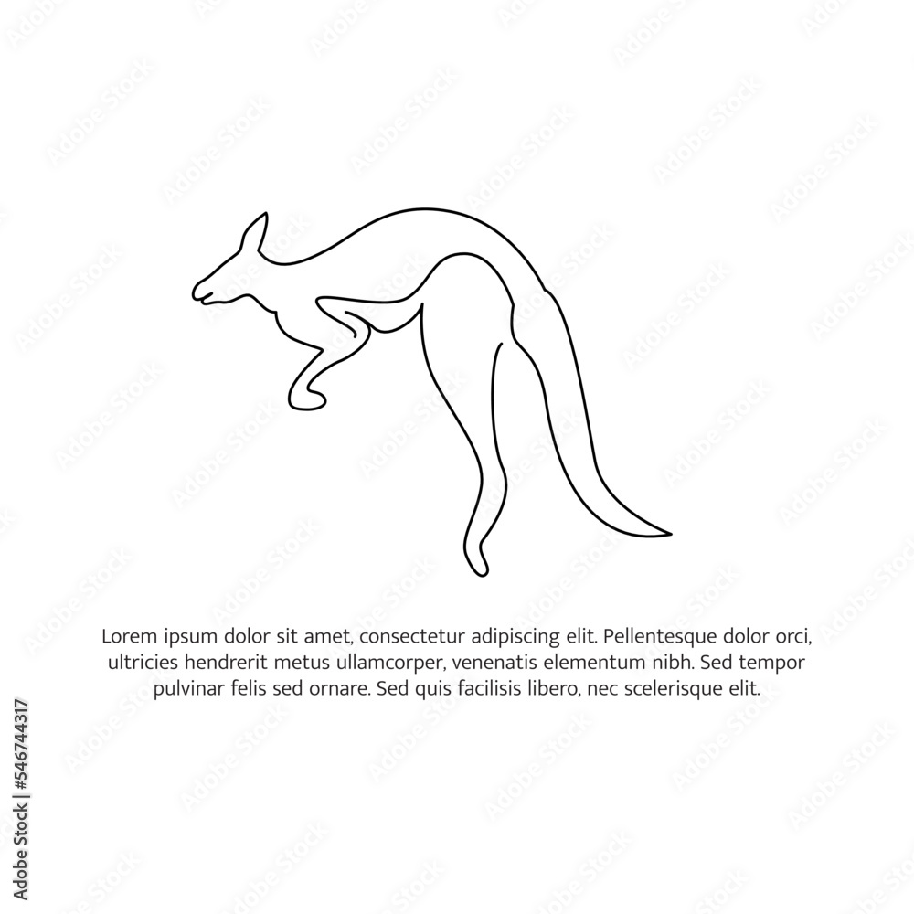 Kangaroo line design. Simple animal silhouette decorative elements drawn with one continuous line. Vector illustration of minimalist style on white background. Kangaroo line design. Simple animal silhouette decorative elements drawn with one continuous line. Vector illustration of minimalist style on white background.