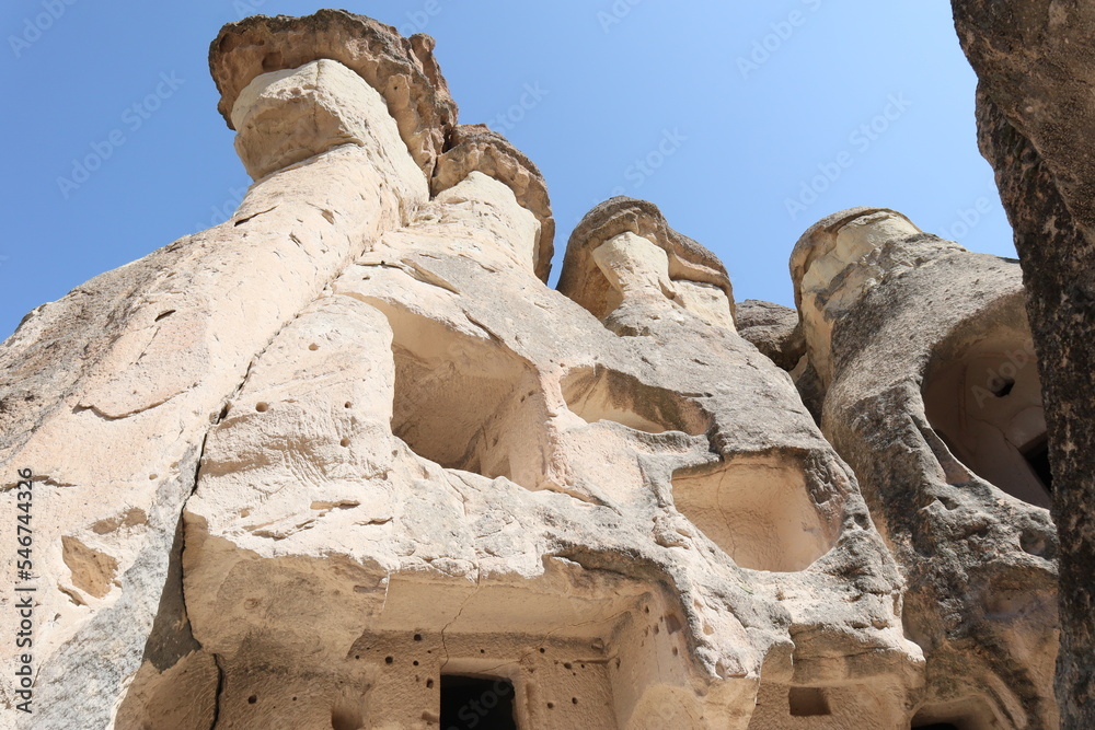 Big fairy chimneys cave houses or stone house in Cappadocia