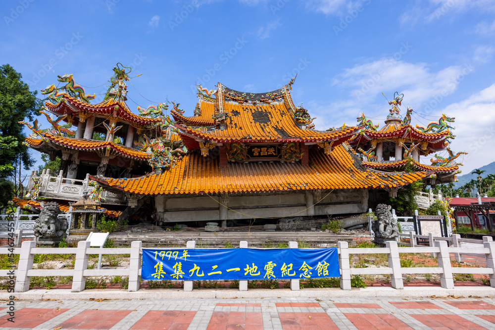 Naklejka premium Jiji Wuchang Temple Earthquake Museum in Nantou of Taiwan