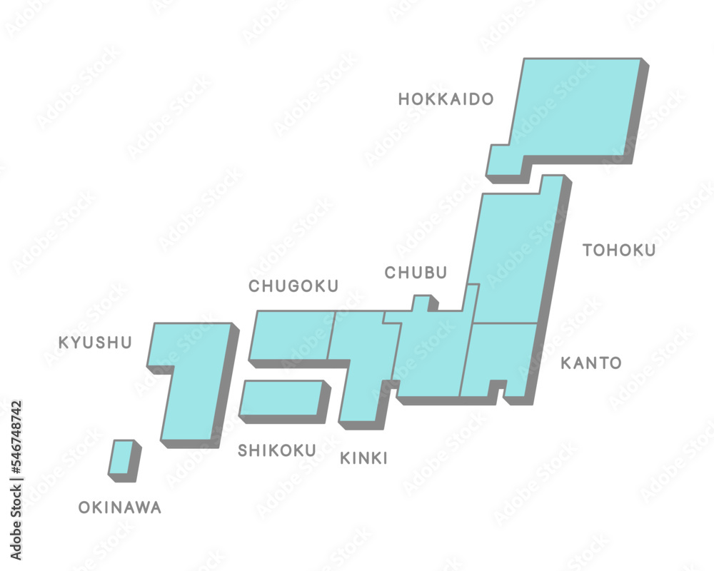 シンプルな線画で描いた デフォルメした日本地図の地域別イラスト Stock Vektorgrafik Adobe Stock