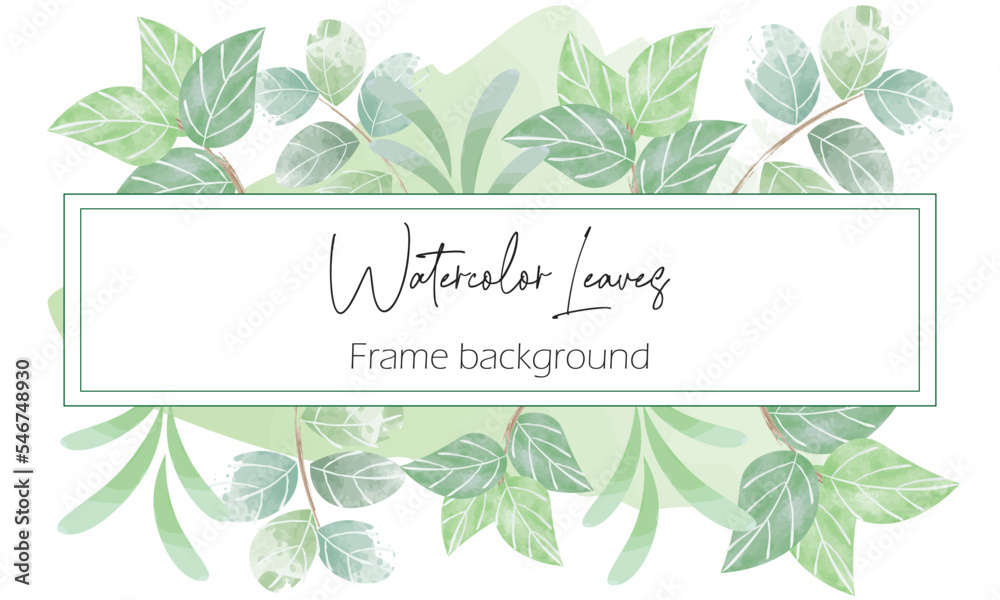 watercolorgreen leaves frame