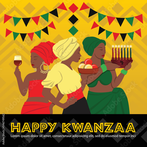 Happy Kwanzaa holiday background. African American cultures festival. Vector illustration