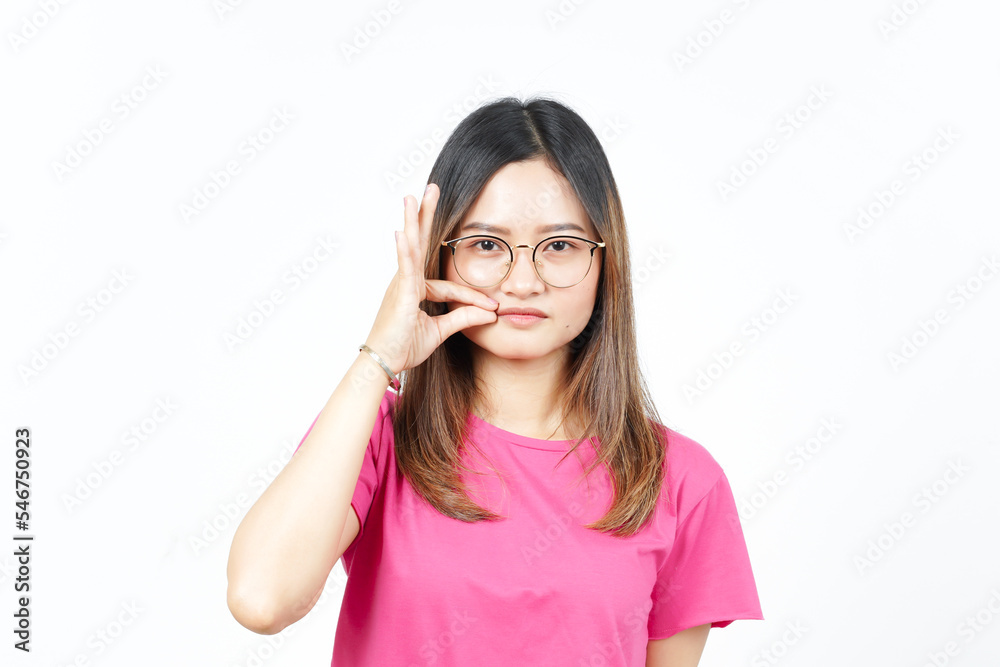 Keep Secret lip shut Of Beautiful Asian Woman Isolated On White Background Keep Secret lip shut Of Beautiful Asian Woman Isolated On White Background