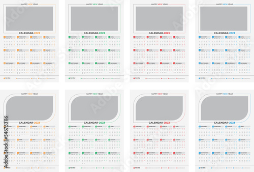 Wall calendar template design 2023