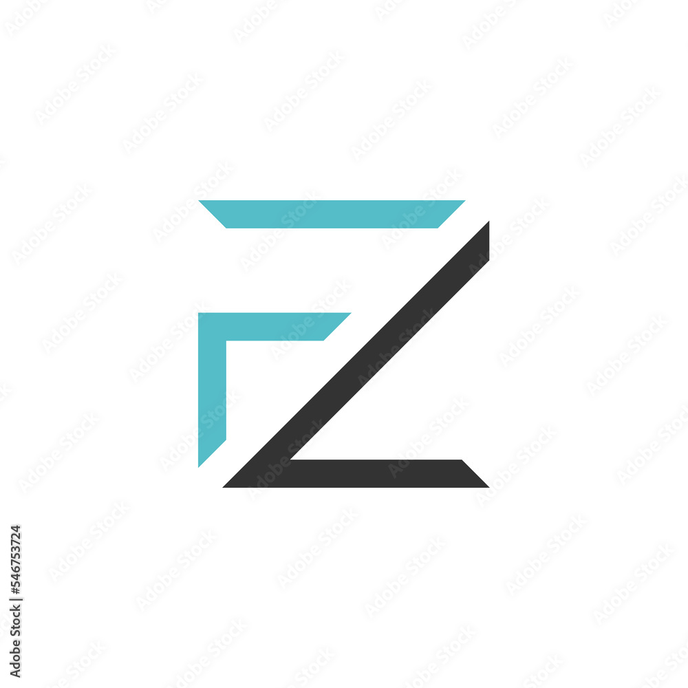 Initial letter FZ Logo Blue And Black. Flat Vector Logo Design Template Elements Initial letter FZ Logo Blue And Black. Flat Vector Logo Design Template Elements