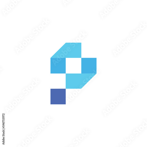 Initial Letter P Logo. Blue Shapes Origami Style Usable for Business and People Logo Or Icon. Flat Vector Logo Design Template Element