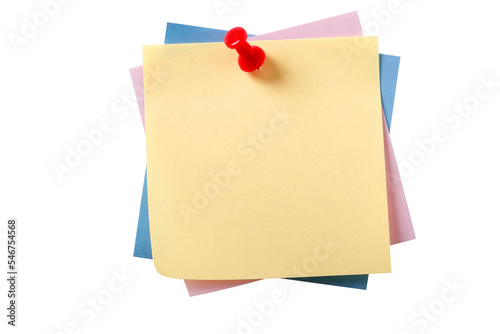 Various colors square sticky post it style note with pushpin yellow isolated transparent background photo PNG file