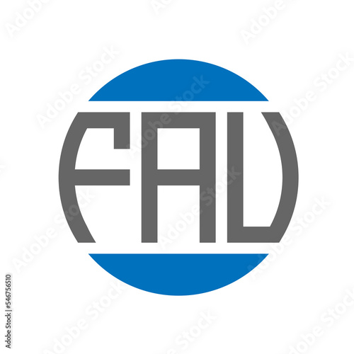 FAU letter logo design on white background. FAU creative initials circle logo concept. FAU letter design. photo