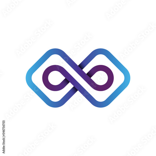 P and q infinity logo with square shape