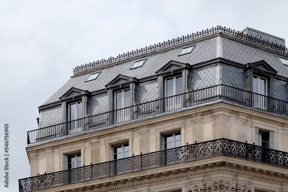 Parisian apartment building in summer Parisian apartment building in summer