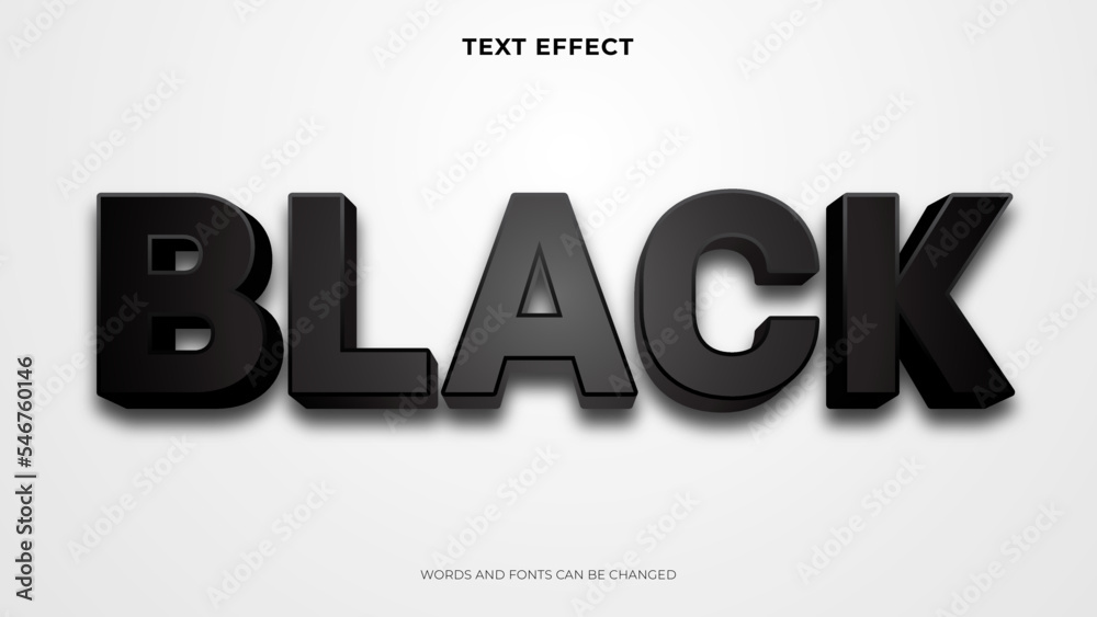 editable black text effect, 3d text effect