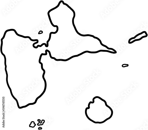 Obraz na płótnie doodle freehand drawing of guadeloupe map. w salonie