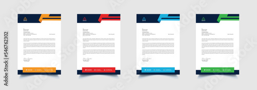 Creative and professional corporate company business letterhead template design with color variation bundle 