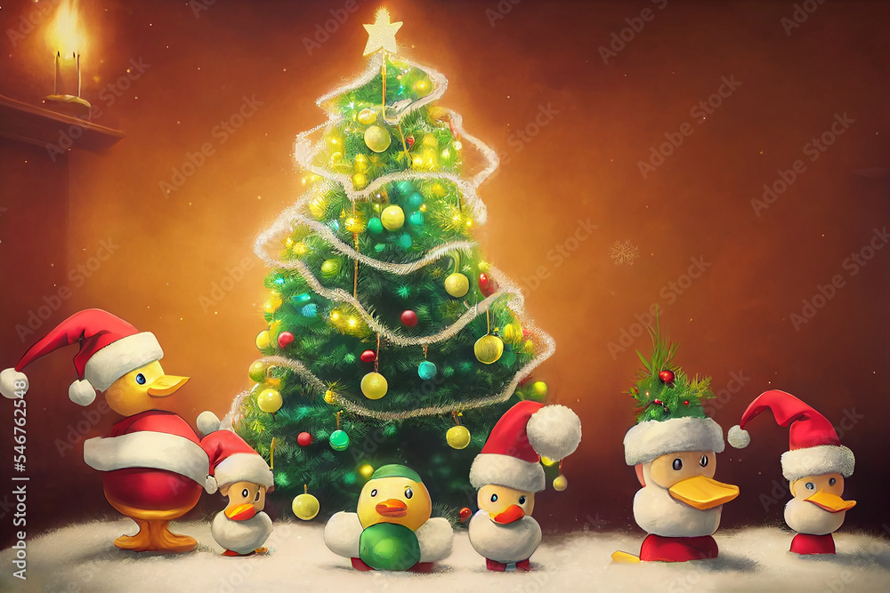 Festive Duck Christmas Family Picture