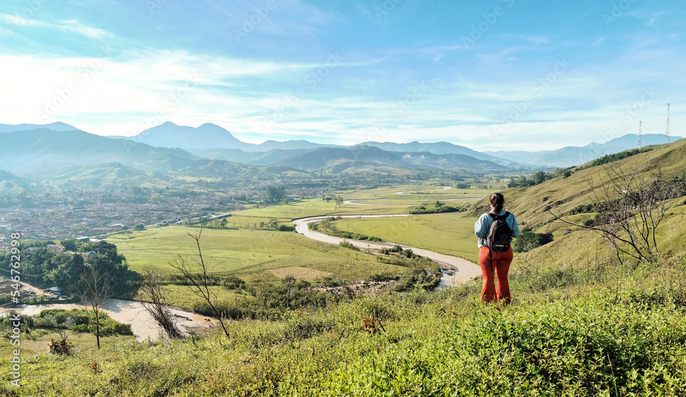 Woman hiker enjoying the Colombian landscape. Woman hiker enjoying the Colombian landscape.
