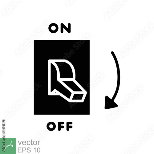 Light off, electric switch icon. Simple solid style. Power turn off button, toggle switch of position concept for web and app. Glyph vector illustration isolated on white background. EPS 10.
